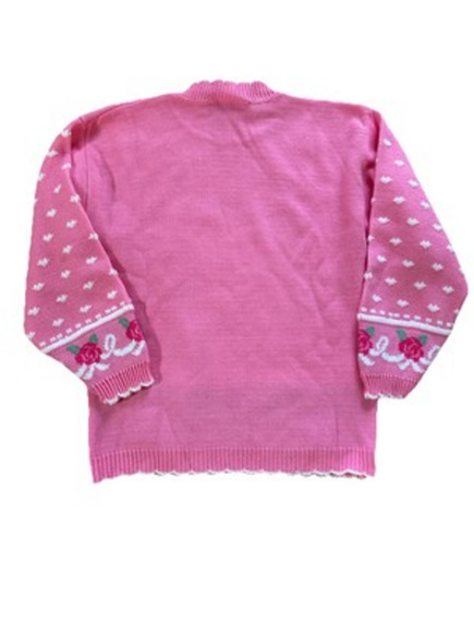 Barbie For Girls Vtg Sweater 90s pink Heart rosette Sz 10/14 Mint Floral Love - Picture 8 of 8